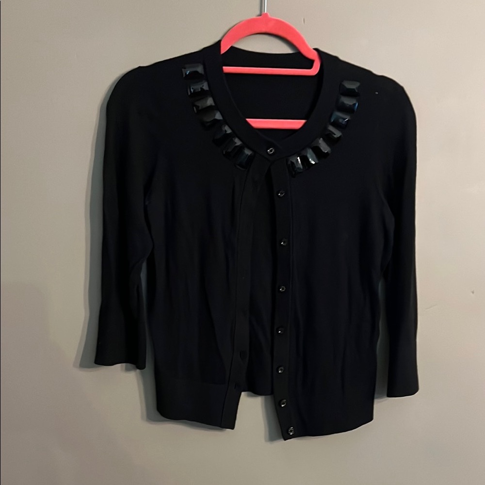 Kate Spade Black Women's Cardigan with Embellished Neckline